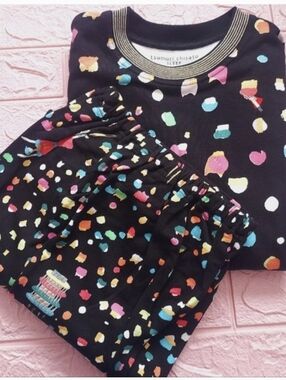 Tsumori Chisato Black Multicolor Sleep Top with Playful Spot Print Sleep Wear